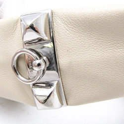 Hermes Medor Petit H Leather Bangle Light Beige