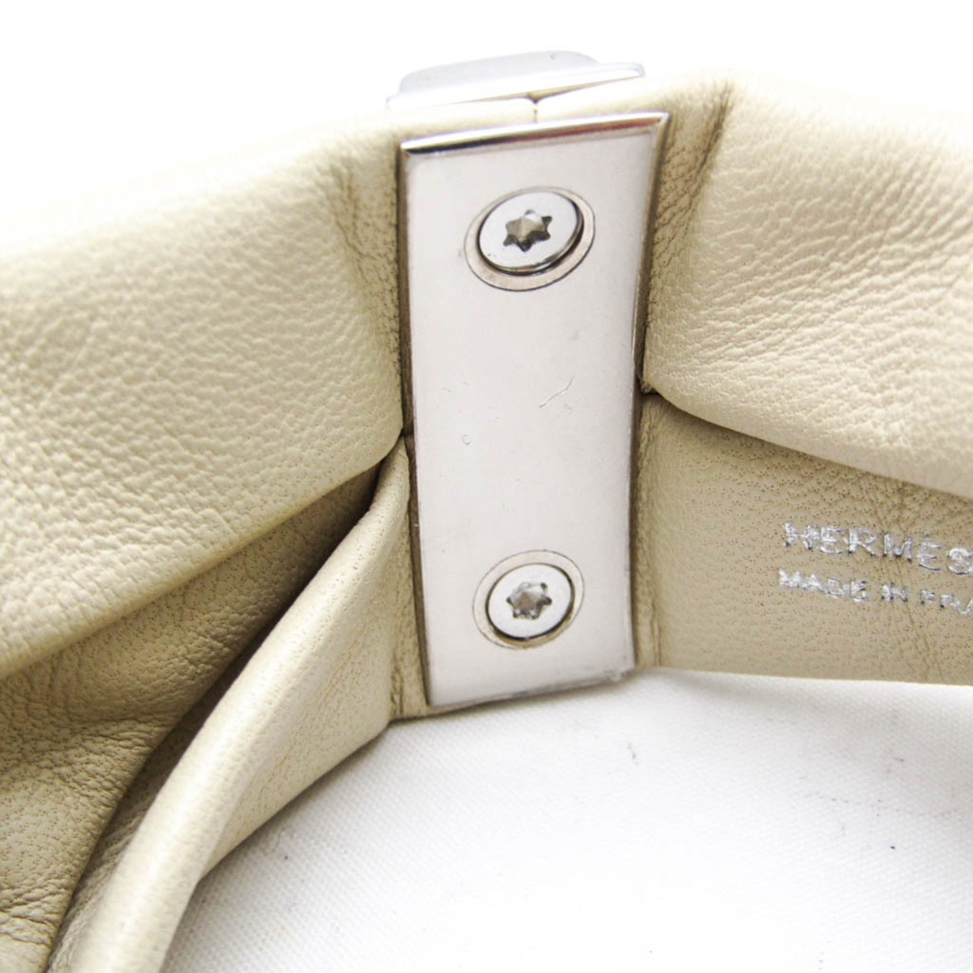 Hermes Medor Petit H Leather Bangle Light Beige