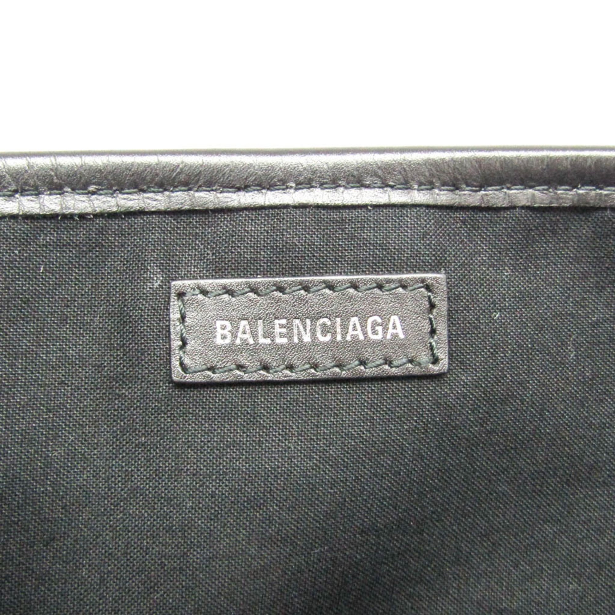 Balenciaga Navy Cabas S 339933 Women's Canvas,Leather Handbag Black,Off-white