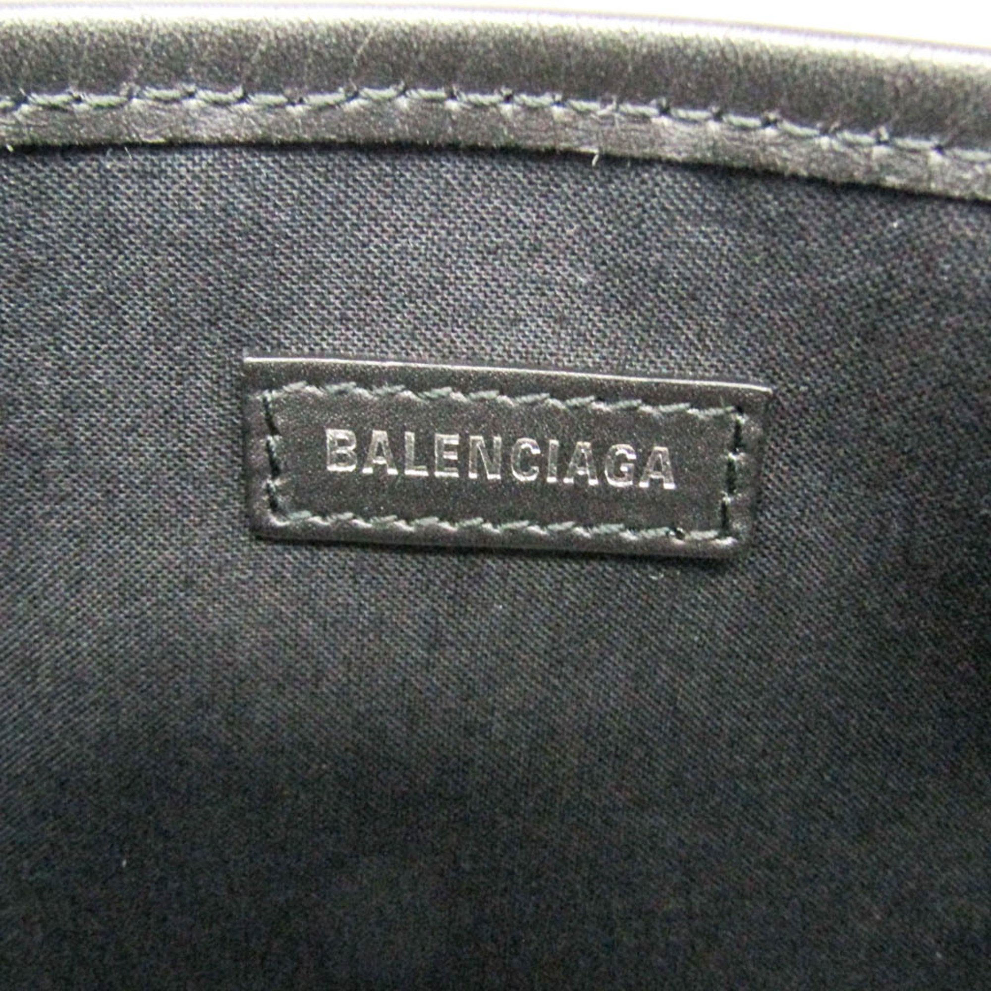 Balenciaga Navy Cabas M 339936 Men,Women Canvas,Leather Handbag,Tote Bag Black,Off-white