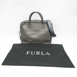 Furla 839322 Men's Leather Briefcase,Shoulder Bag Gray