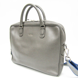 Furla 839322 Men's Leather Briefcase,Shoulder Bag Gray