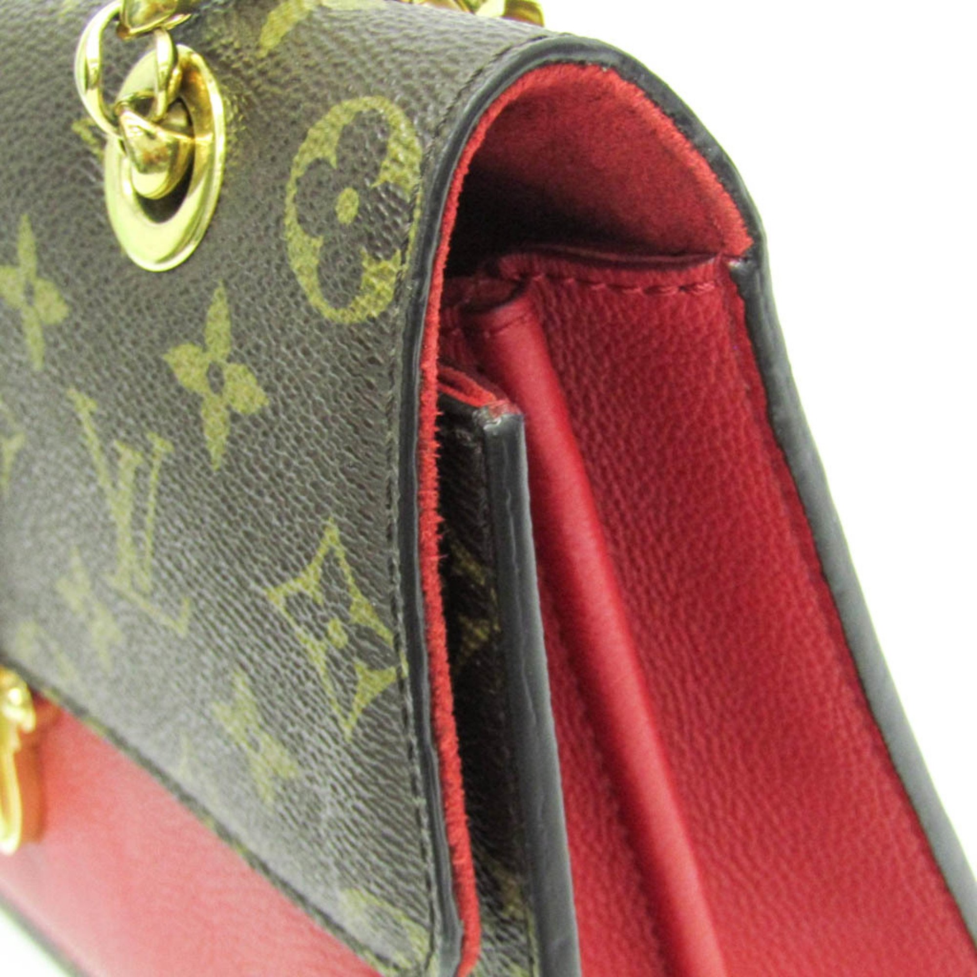 Louis Vuitton Monogram Victor M41731 Women's Shoulder Bag Brown,Red Color