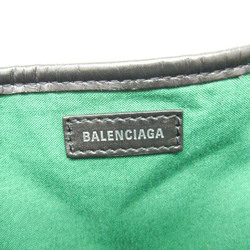 Balenciaga Navy Cabas S 339933 Women's Wool,Leather Handbag Black,Green