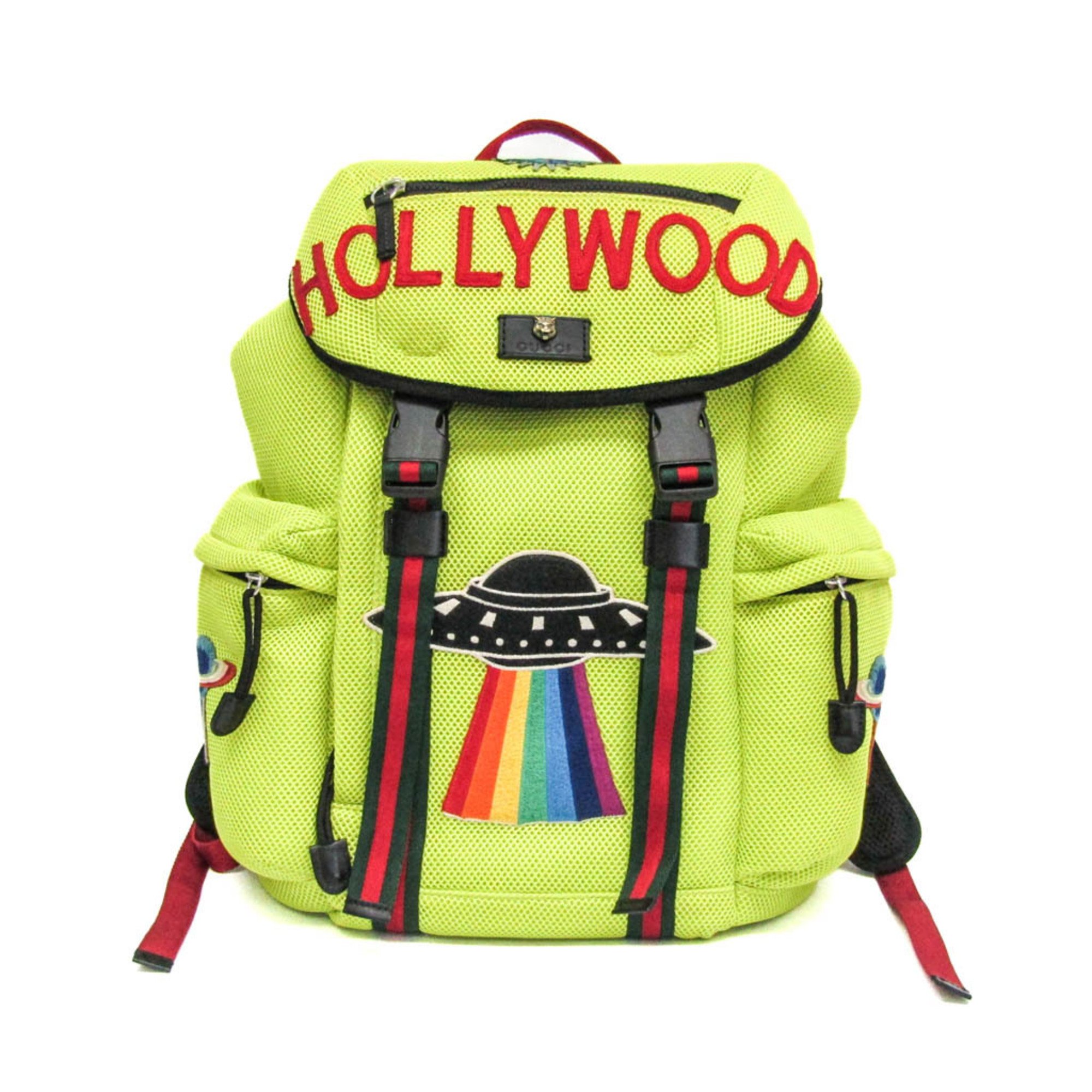 Gucci Applique HOLLYWOOD 429037 Women,Men Nylon,Mesh Backpack Yellow