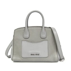 Miu Miu MADRAS SOFT CAL 5BA130 Women's Leather Handbag,Shoulder Bag Gray