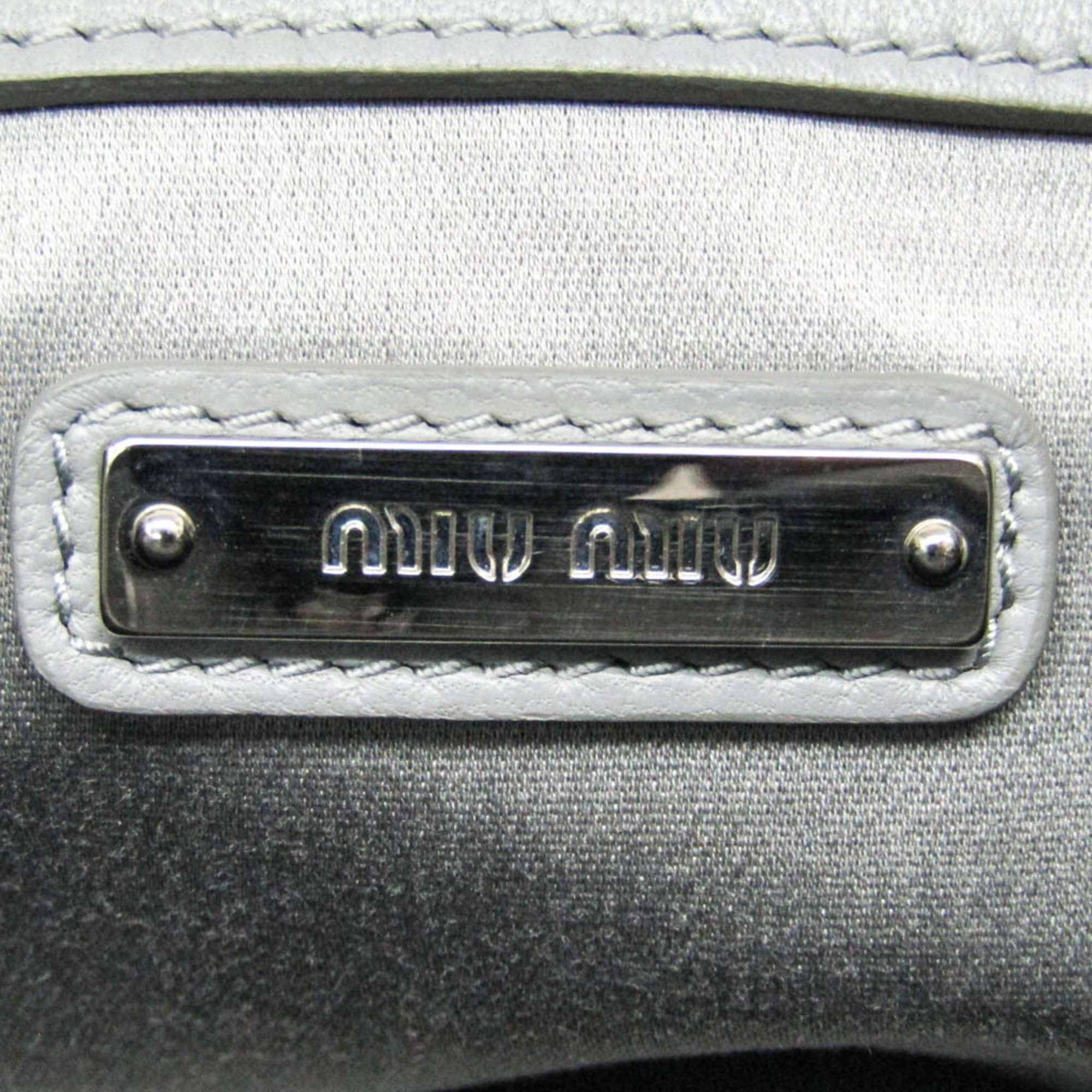 Miu Miu Matelasse Nappa Crystal Women's Leather Handbag,Shoulder Bag Gray