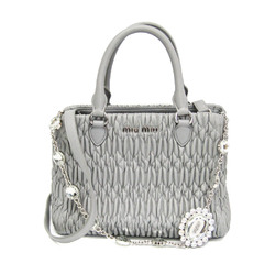 Miu Miu Matelasse Nappa Crystal Women's Leather Handbag,Shoulder Bag Gray