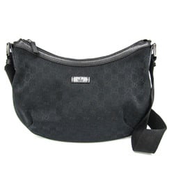 Gucci GG Canvas 181092 Women's GG Canvas,Leather Shoulder Bag Black