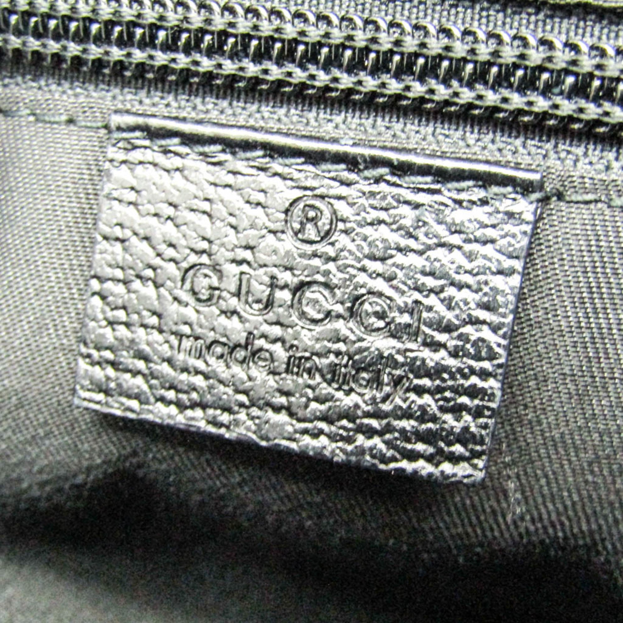 Gucci GG Canvas 181092 Women's GG Canvas,Leather Shoulder Bag Black