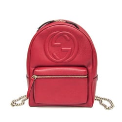 Gucci Soho Interlocking G 536192 Women's Leather Backpack Red Color