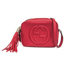 Gucci Soho Disco Bag Interlocking G 308364 Women's Leather Shoulder Bag Red Color