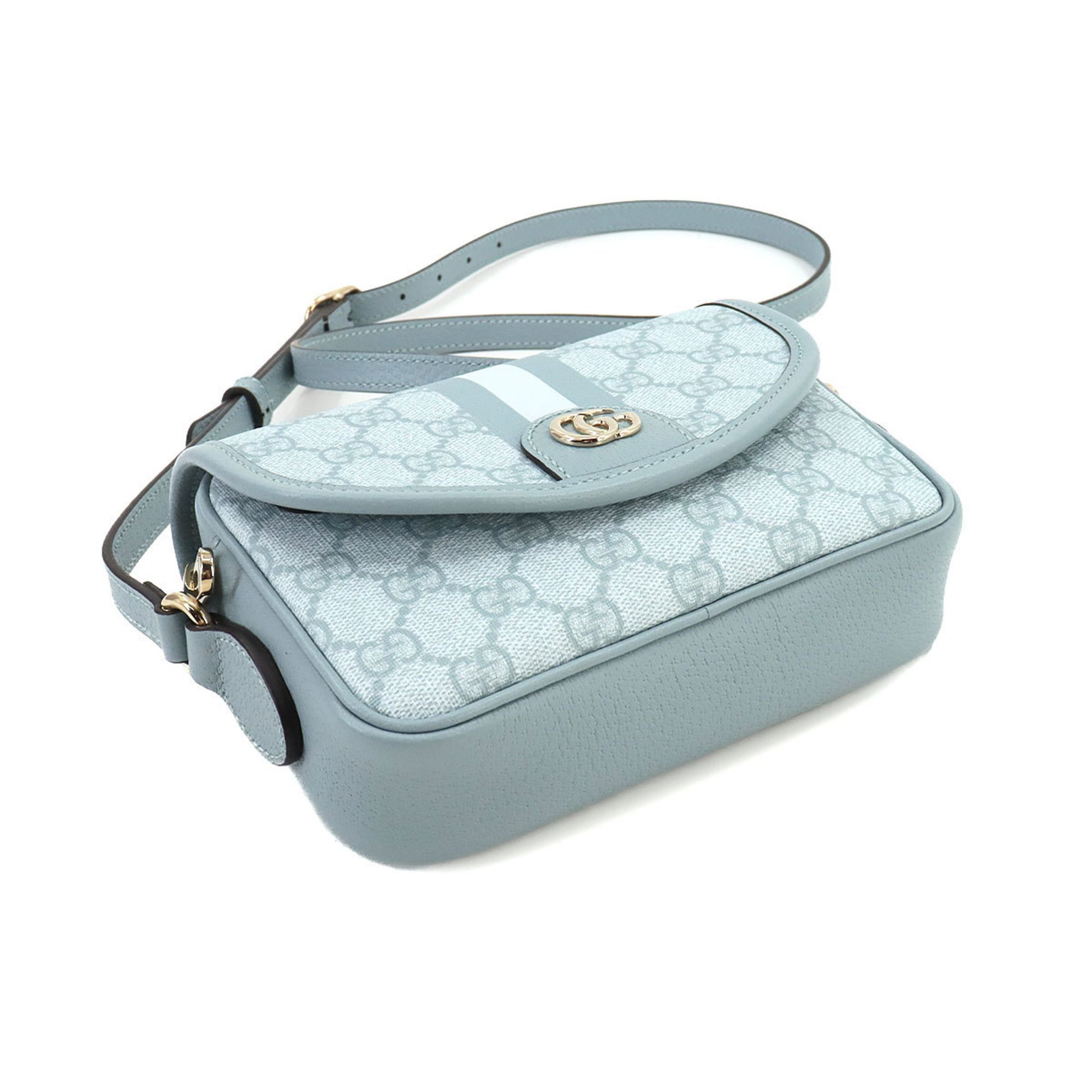 GUCCI Ophidia Shoulder Bag GG Supreme Leather Dusty Blue 772239 Mini