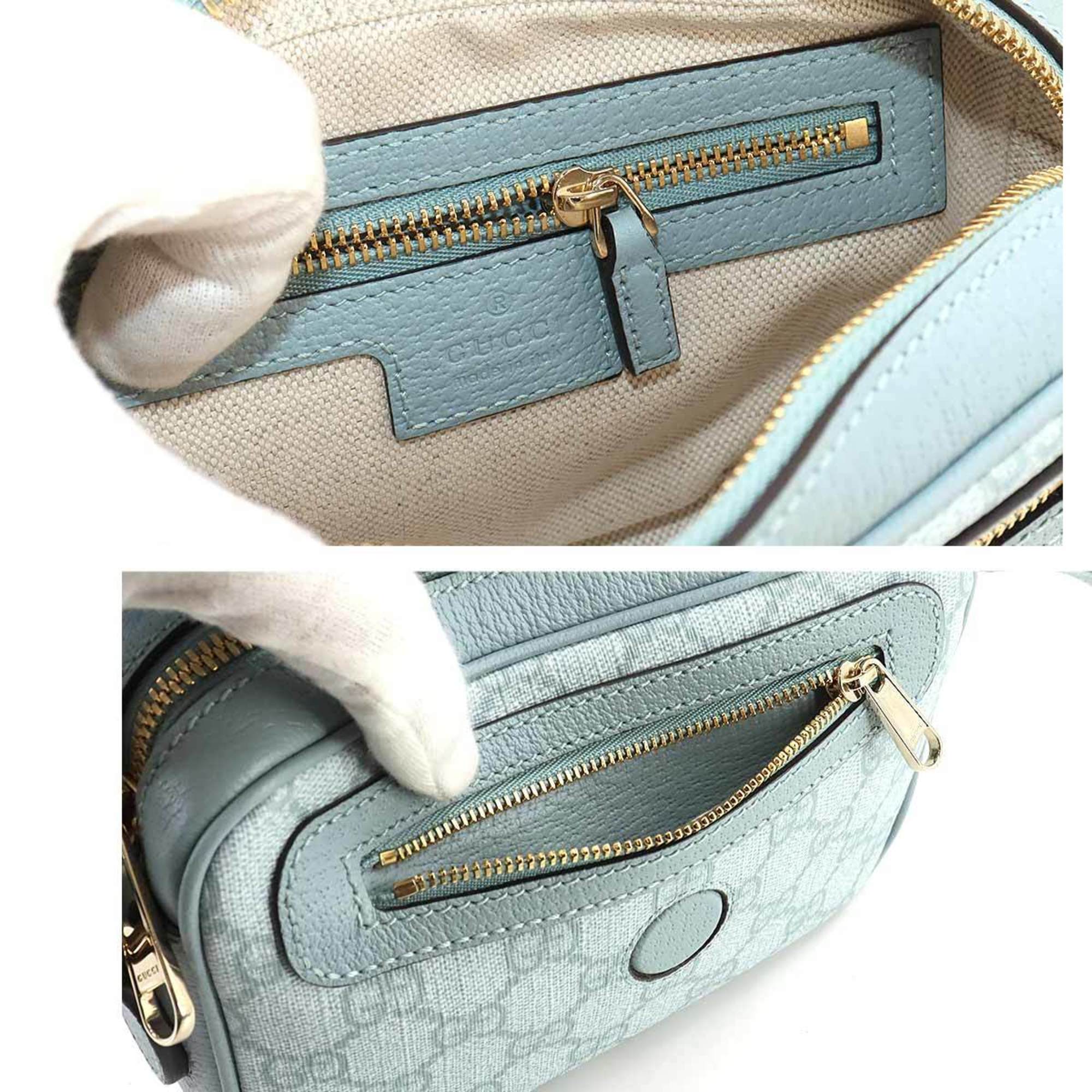 GUCCI Ophidia Shoulder Bag GG Supreme Leather Dusty Blue 772239 Mini