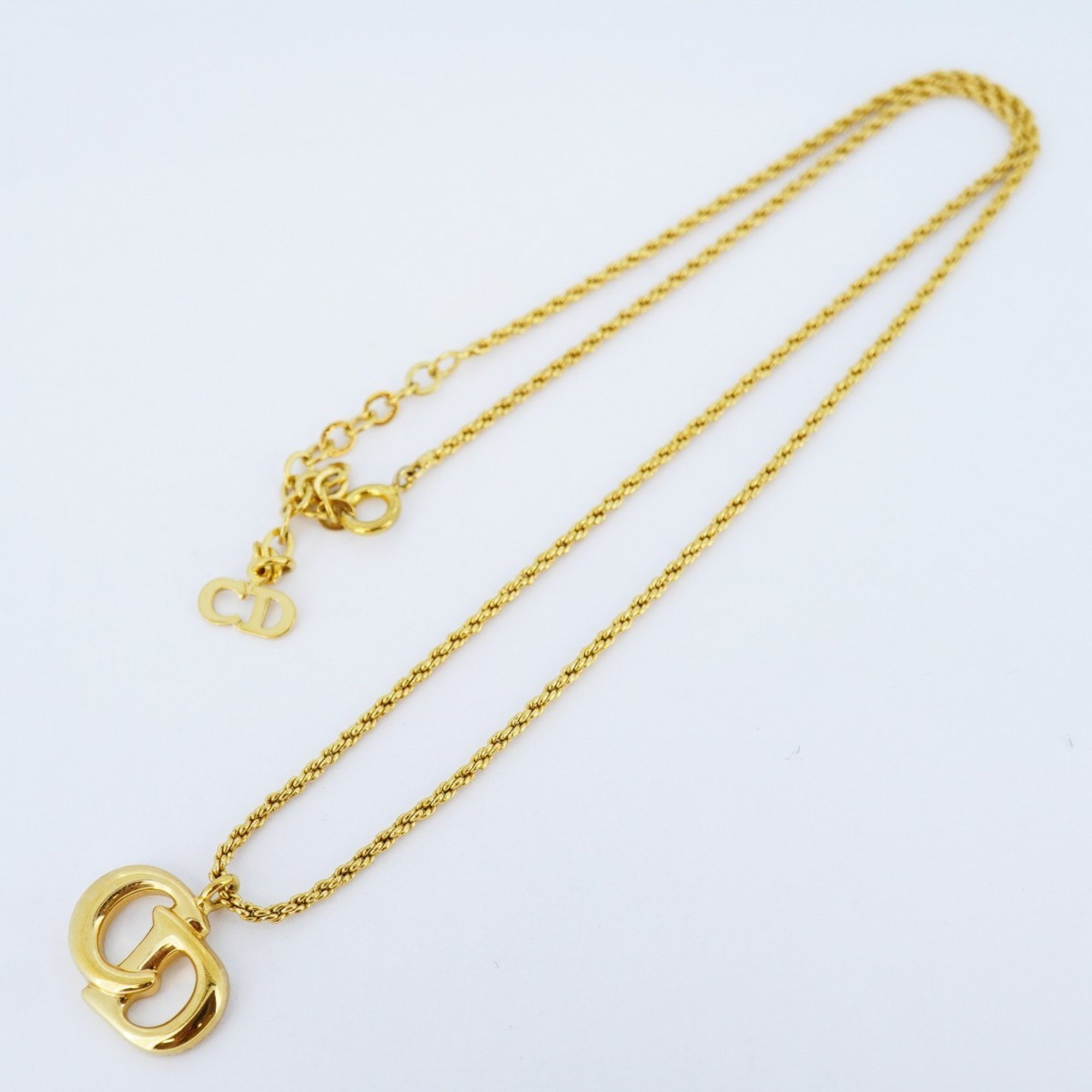 Christian Dior Necklace CD GP Plated Gold Ladies