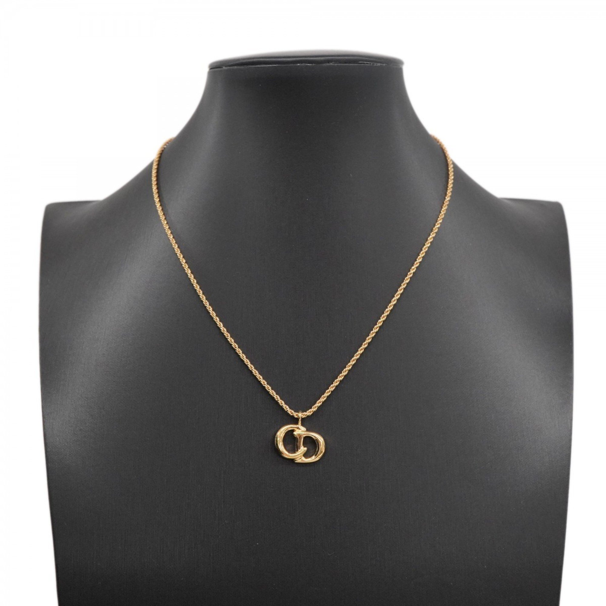 Christian Dior Necklace CD GP Plated Gold Ladies