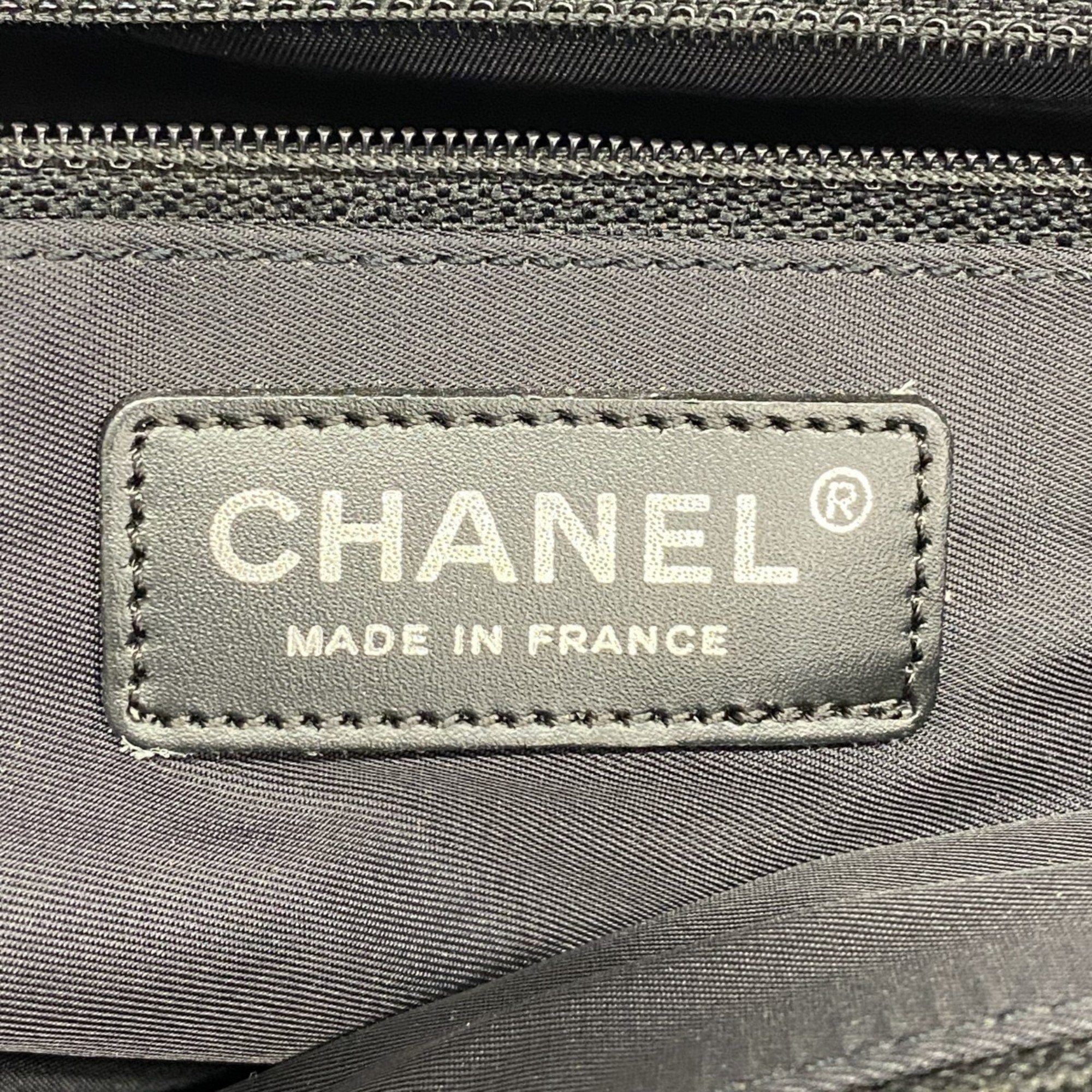 Chanel Tote Bag New Travel Nylon Black Brown Women's