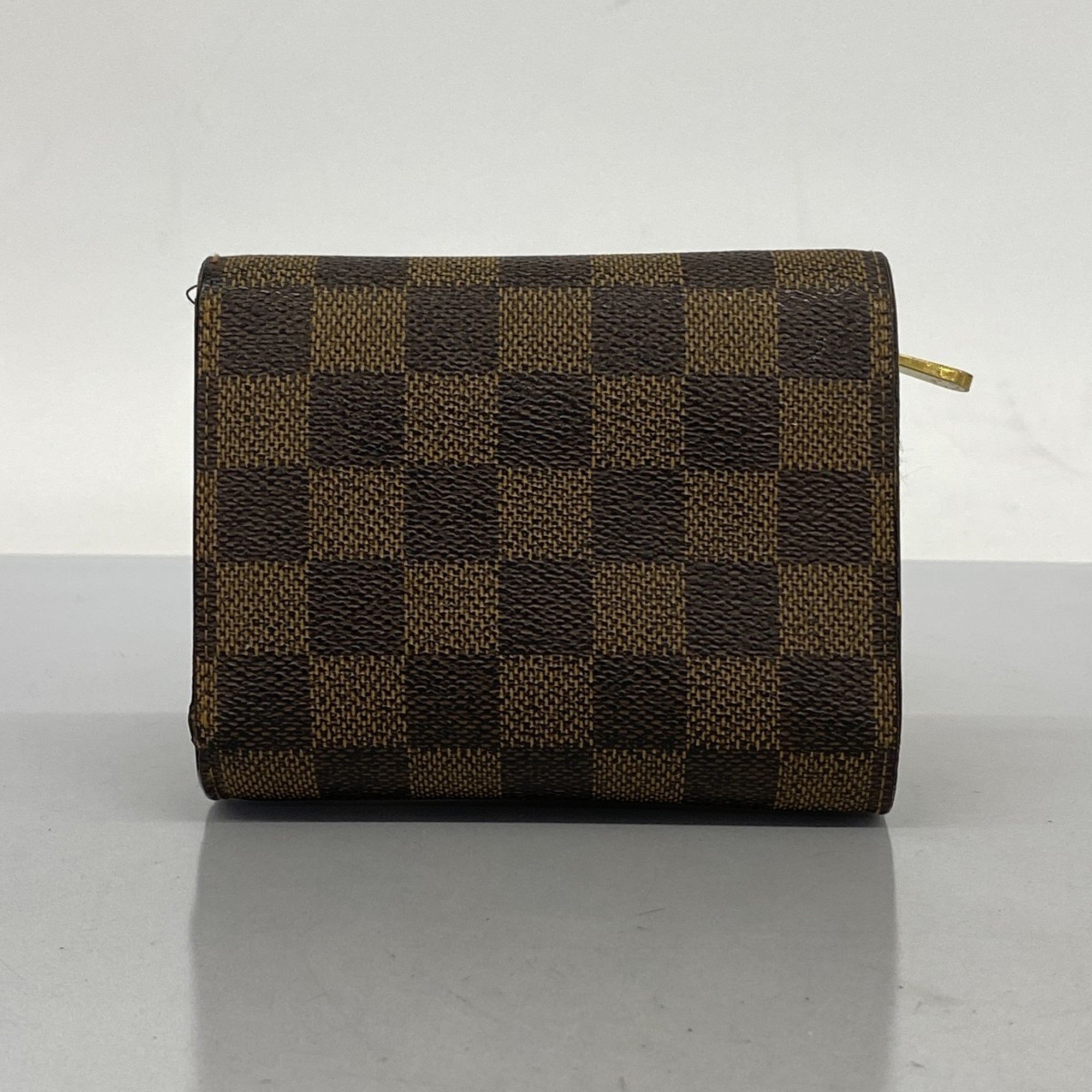 Louis Vuitton Tri-fold Wallet Damier Portefeuille Joy N60034 Ebene Women's