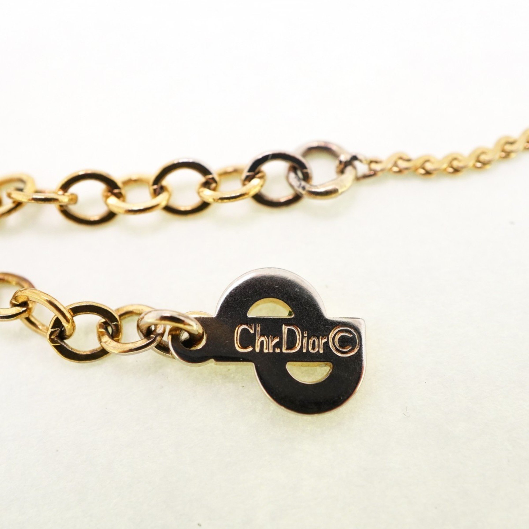 Christian Dior Necklace CD GP Plated Gold Ladies