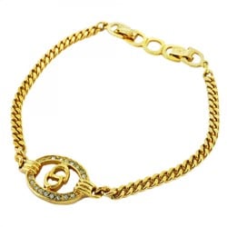 Christian Dior Bracelet CD Oval Rhinestone GP Plated Gold Ladies