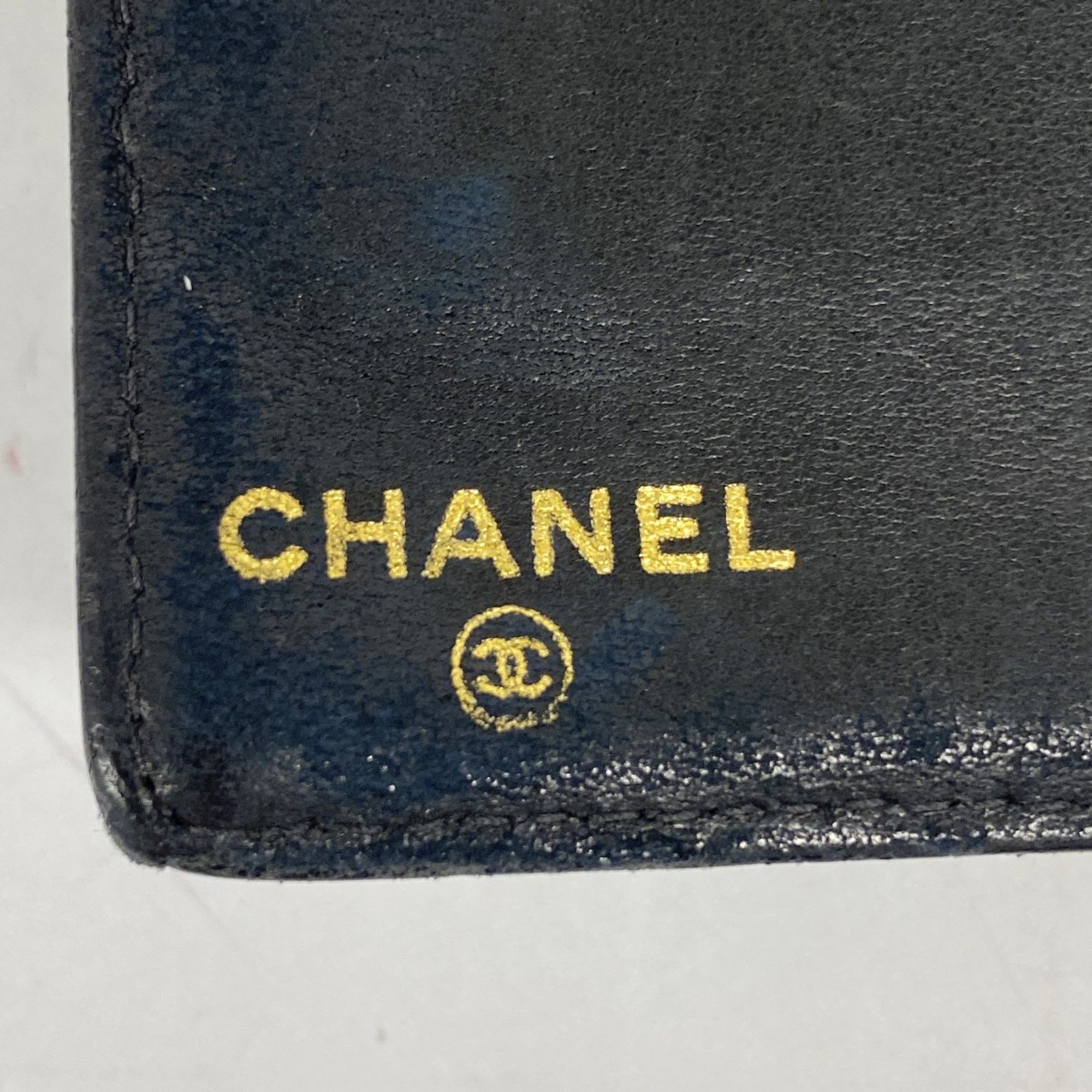 Chanel Long Wallet Caviar Skin Black Women's