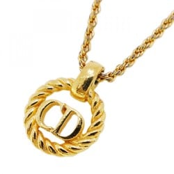 Christian Dior Necklace CD Circle GP Plated Gold Ladies