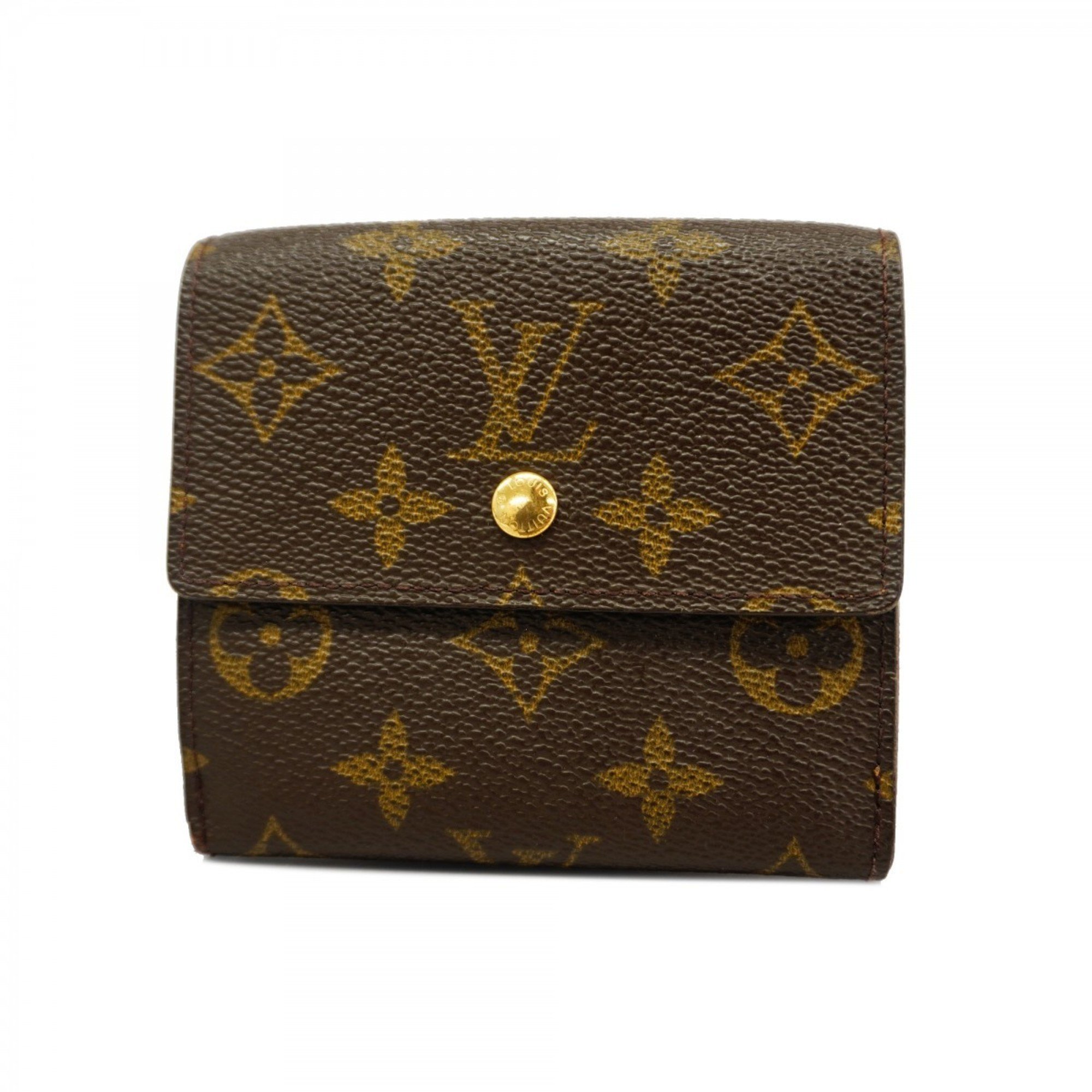 Louis Vuitton Tri-fold Wallet Monogram Porte Monnaie Carte Credit M61652 Brown Women's