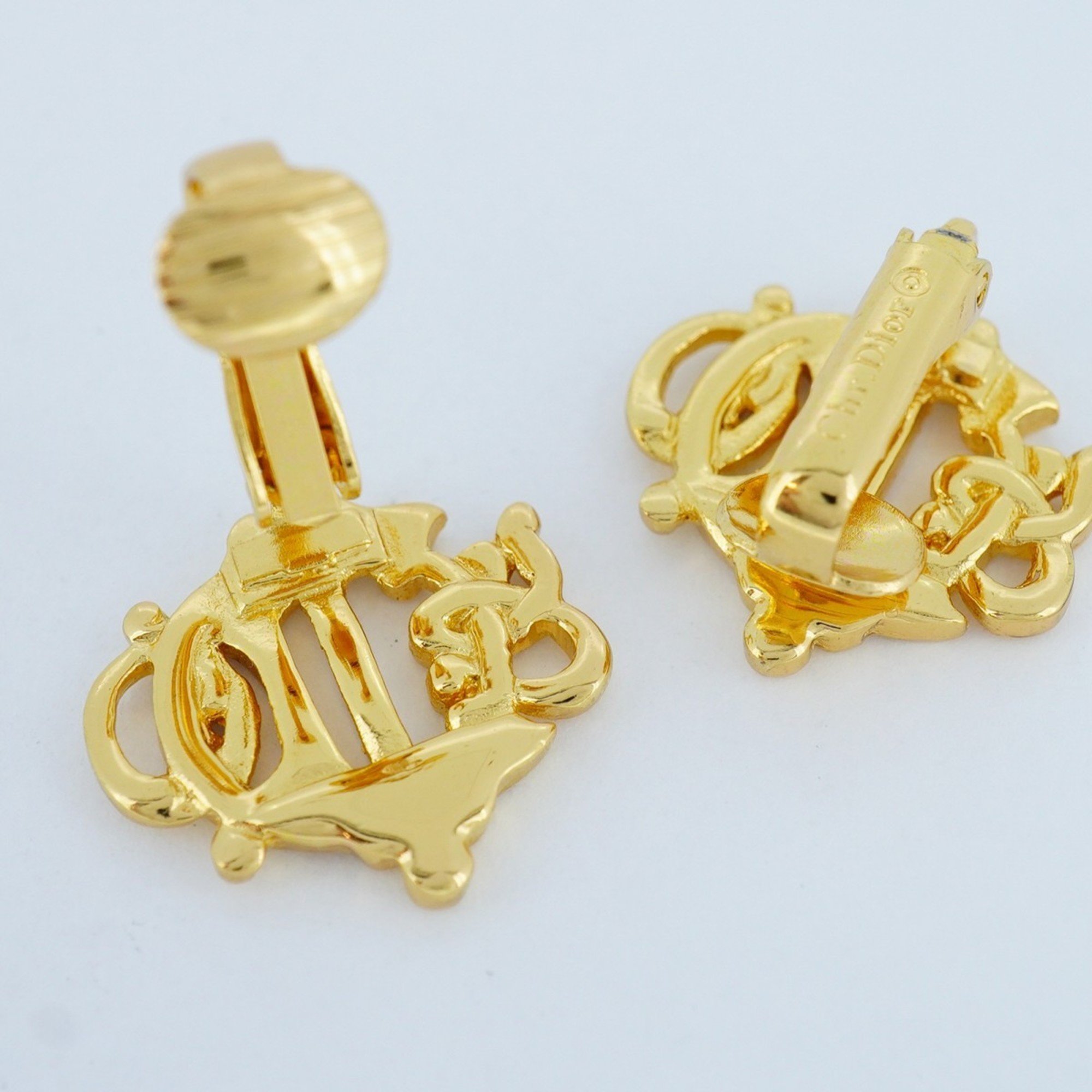 Christian Dior Earrings Emblem GP Plated Gold Ladies