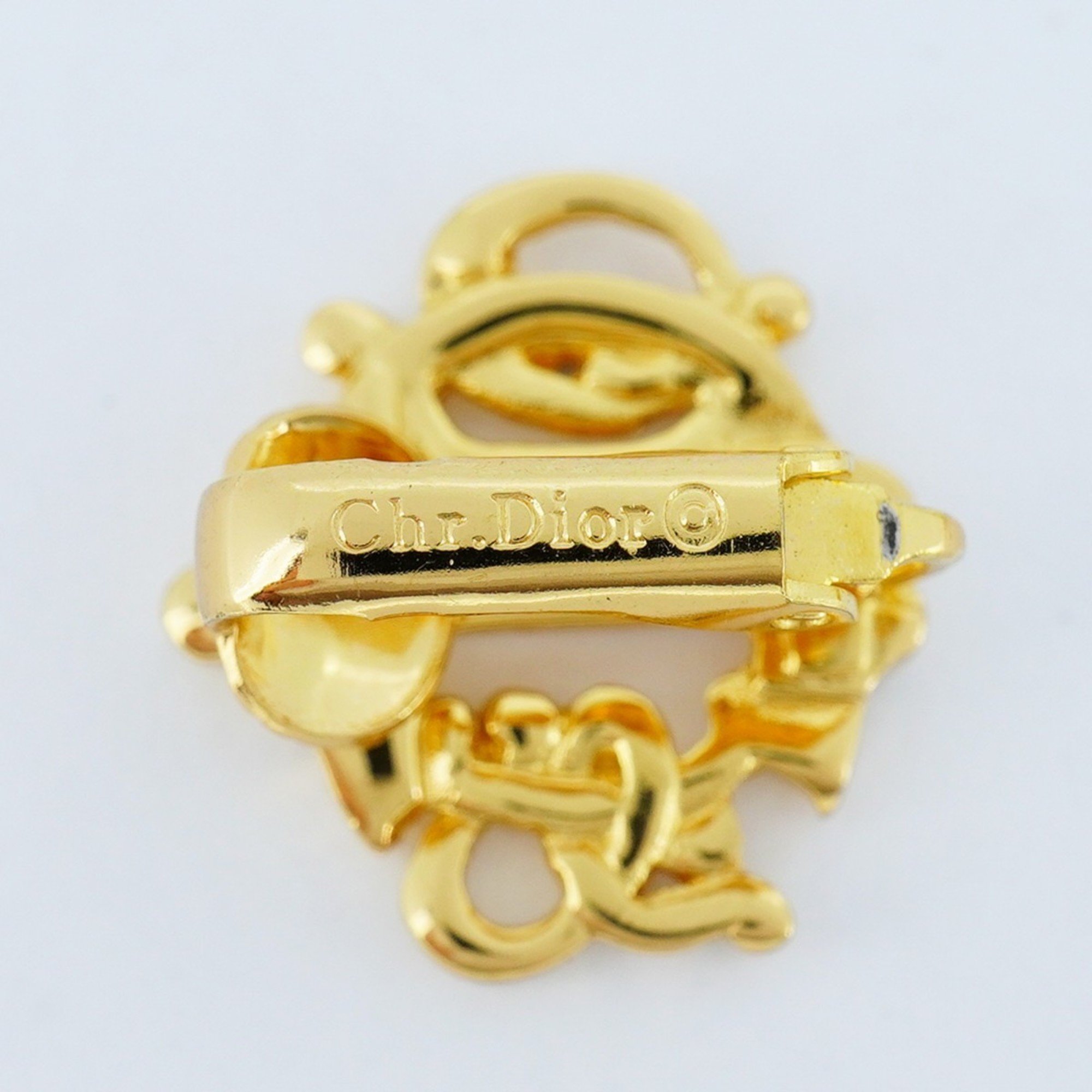 Christian Dior Earrings Emblem GP Plated Gold Ladies