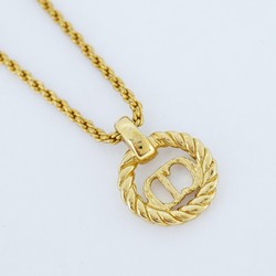 Christian Dior Necklace CD Circle GP Plated Gold Ladies