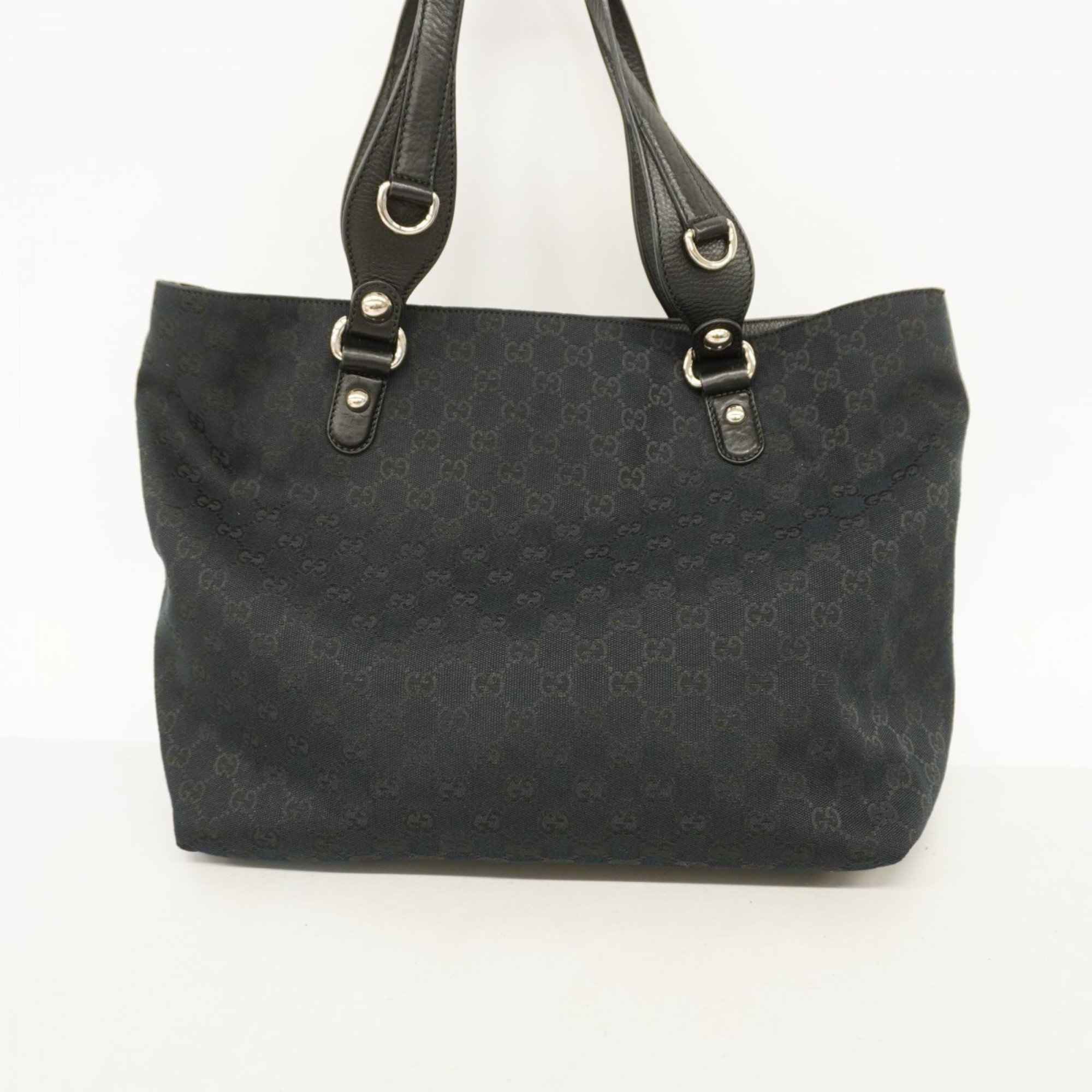 Gucci Tote Bag GG Canvas Horsebit 229852 Black Women's