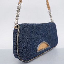 Christian Dior Shoulder Bag Malice Pearl Denim Blue Beige Women's