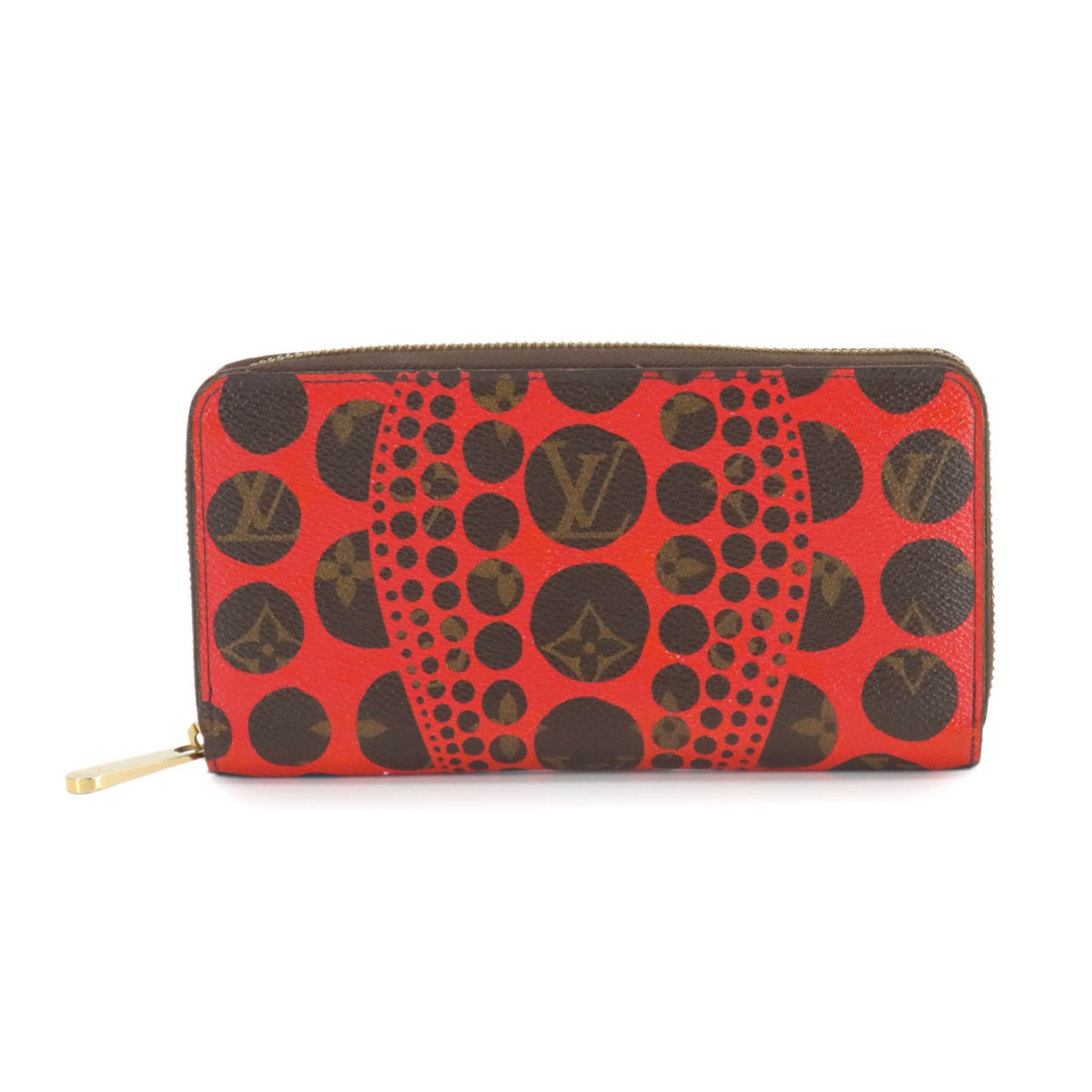 Louis Vuitton LOUIS VUITTON Monogram Pumpkin Dot Zippy Wallet Round Long Rouge Yayoi Kusama M60450