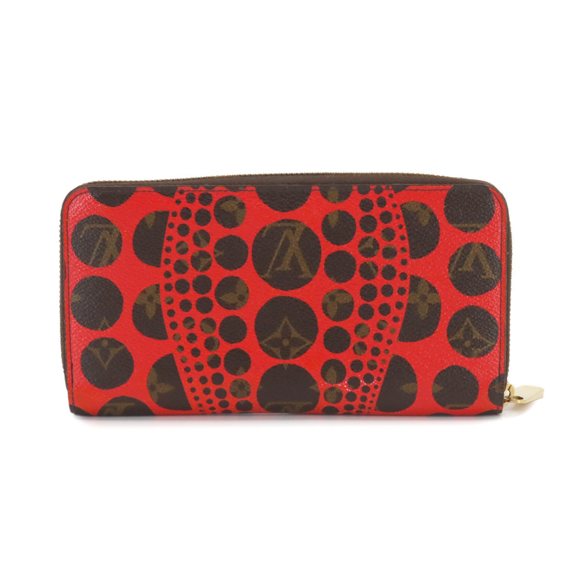 Louis Vuitton LOUIS VUITTON Monogram Pumpkin Dot Zippy Wallet Round Long Rouge Yayoi Kusama M60450