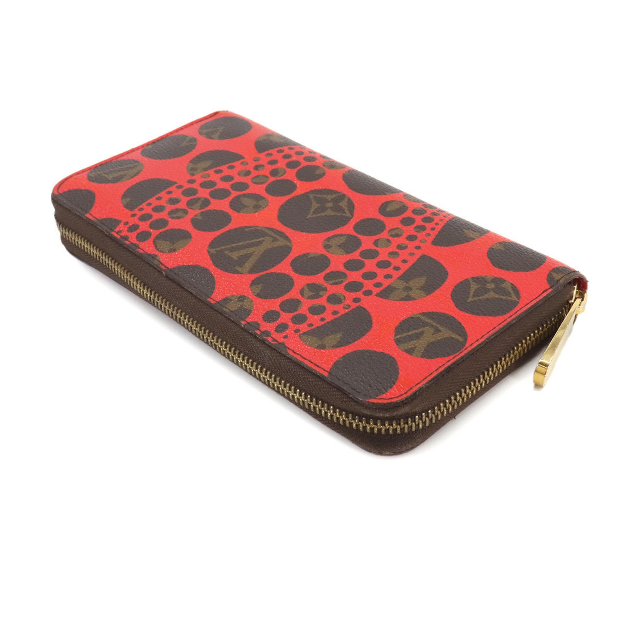 Louis Vuitton LOUIS VUITTON Monogram Pumpkin Dot Zippy Wallet Round Long Rouge Yayoi Kusama M60450