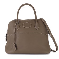 Hermes Bolide 31 2way hand shoulder bag, Taurillon Clemence Etoupe, Y stamp, silver hardware,