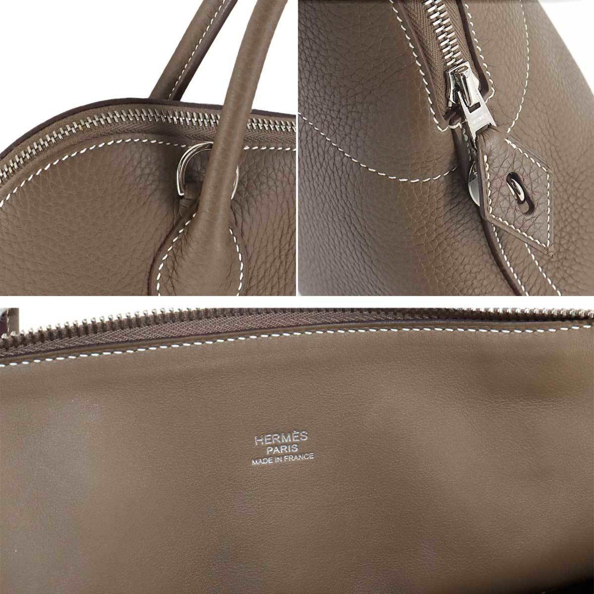 Hermes Bolide 31 2way hand shoulder bag, Taurillon Clemence Etoupe, Y stamp, silver hardware,