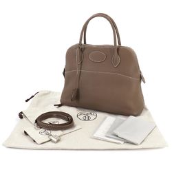 Hermes Bolide 31 2way hand shoulder bag, Taurillon Clemence Etoupe, Y stamp, silver hardware,