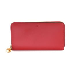 GUCCI Nymphaea Zip Round Wallet Long Leather Bamboo Red 453158