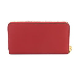 GUCCI Nymphaea Zip Round Wallet Long Leather Bamboo Red 453158