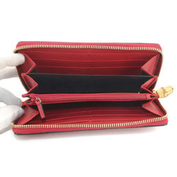 GUCCI Nymphaea Zip Round Wallet Long Leather Bamboo Red 453158