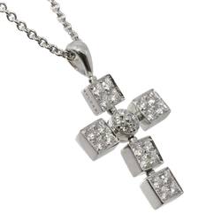 BVLGARI Lucia Latin Cross Diamond Necklace 42cm K18 WG White Gold 750Necklace