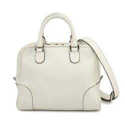 LOEWE Amazona 75 Medium 2way Hand Shoulder Bag Leather White Silver Hardware