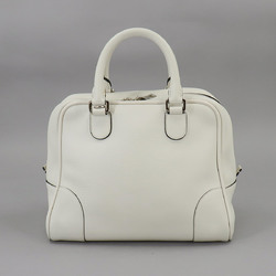 LOEWE Amazona 75 Medium 2way Hand Shoulder Bag Leather White Silver Hardware