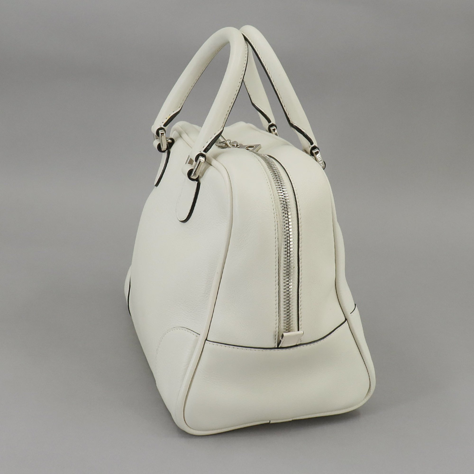 LOEWE Amazona 75 Medium 2way Hand Shoulder Bag Leather White Silver Hardware