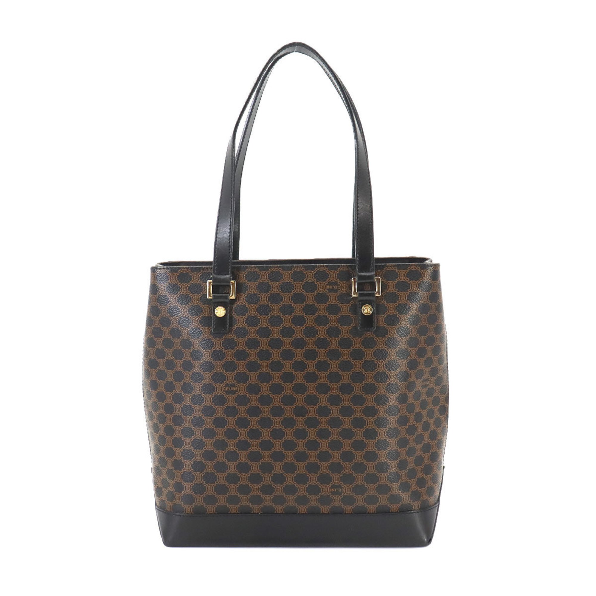 CELINE Macadam Tote Bag in black, brown leather and gold hardware