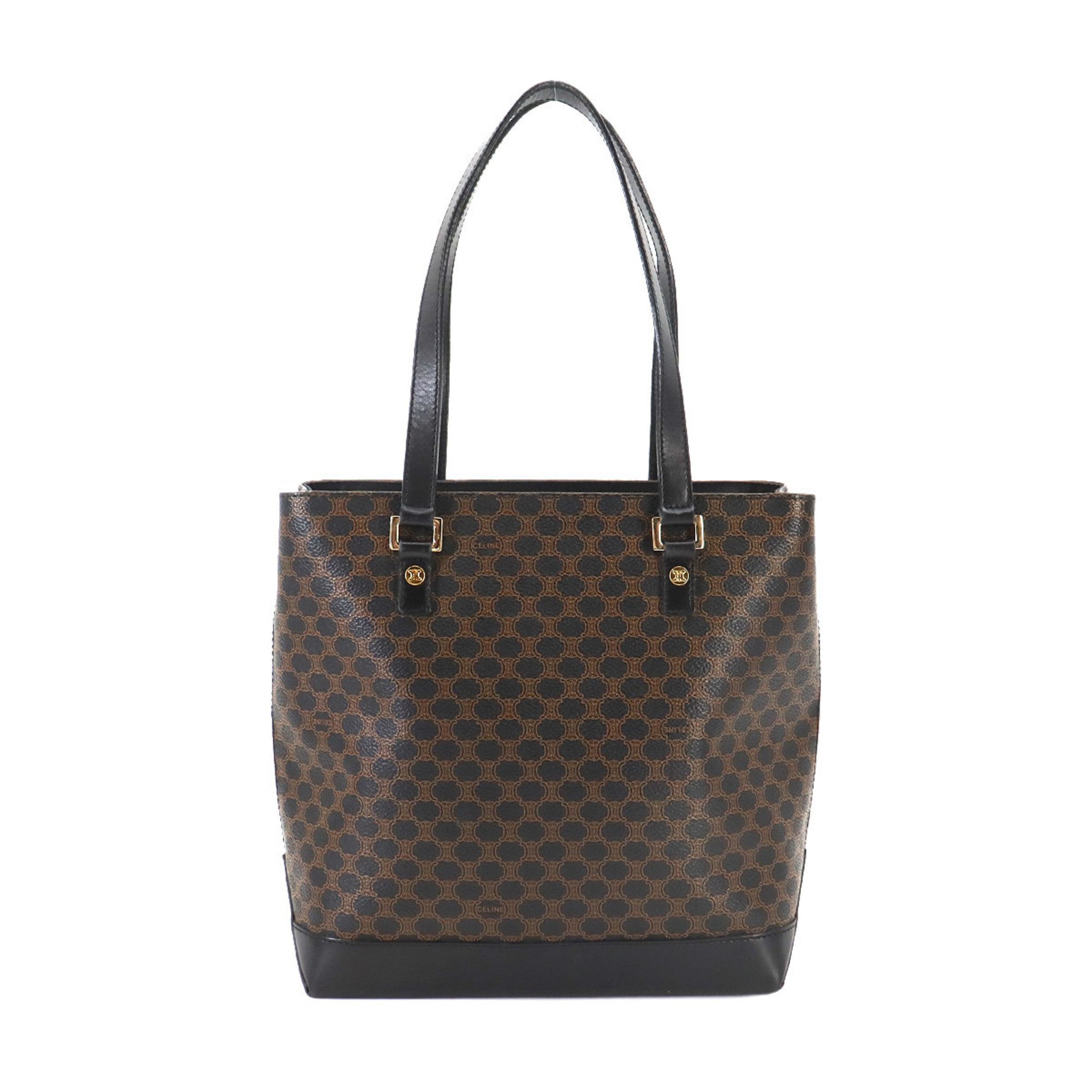 CELINE Macadam Tote Bag in black, brown leather and gold hardware