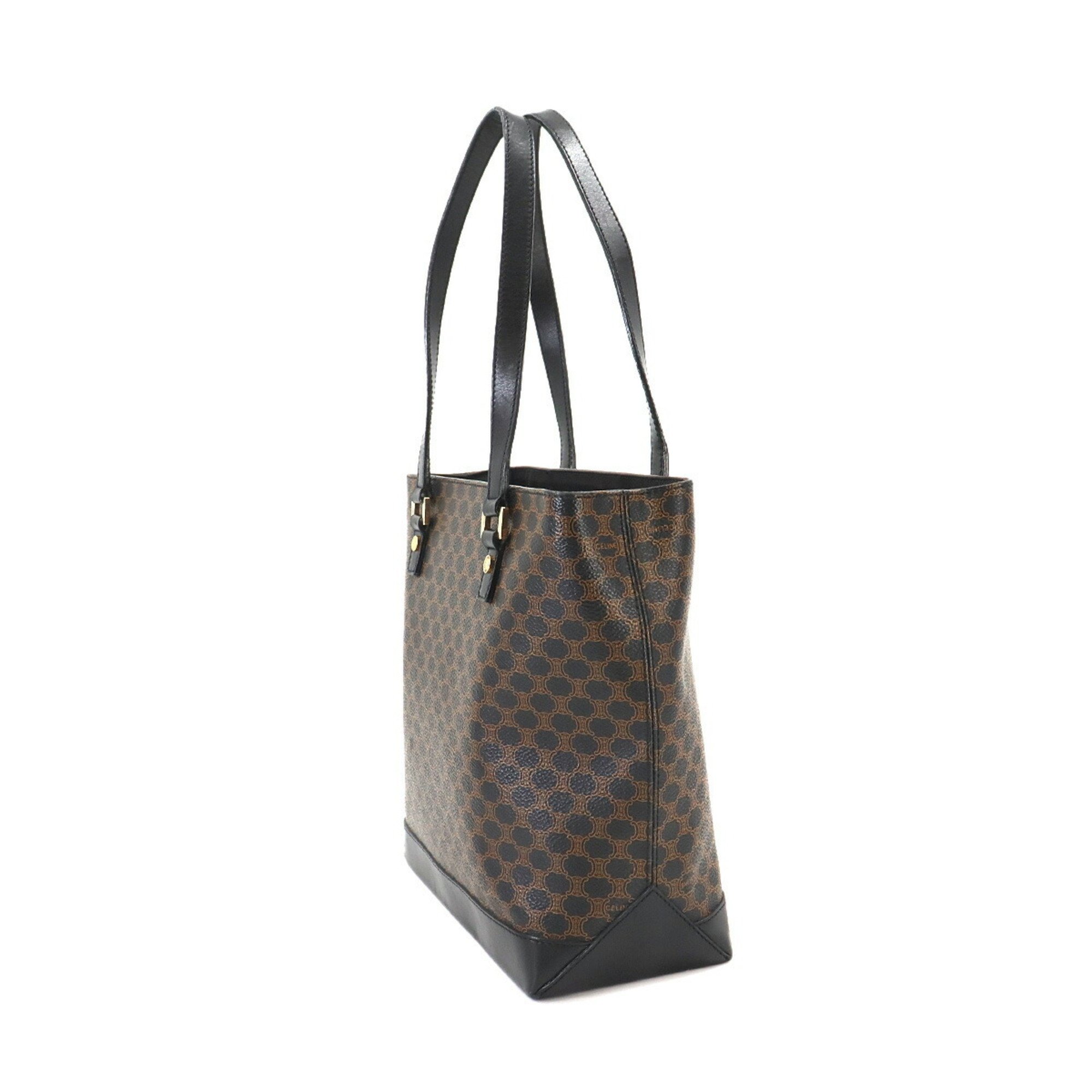 CELINE Macadam Tote Bag in black, brown leather and gold hardware