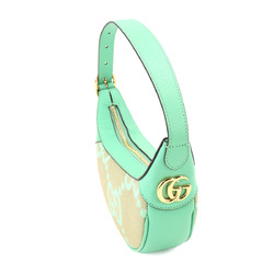 GUCCI Ophidia GG Hand Bag Jumbo Canvas Leather Green Beige 658551 Gold Hardware