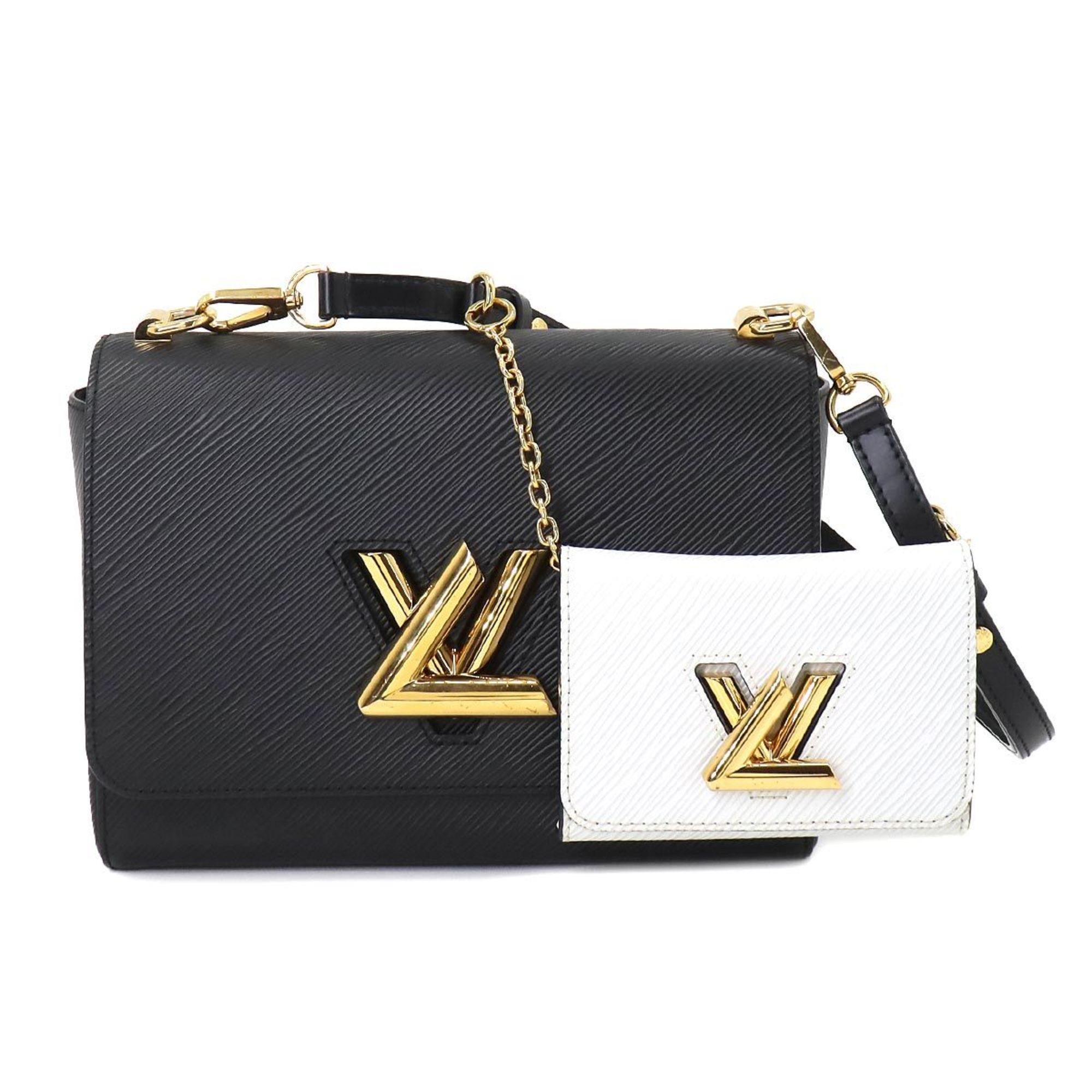 Louis Vuitton Epi Twist MM Chain Shoulder Bag Leather Noir Blanc M55683